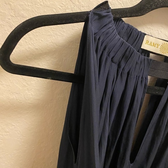 Ramy Brook Meryl Cold Shoulder Blouse In Navy Blue - Picture 9 of 12